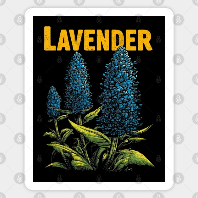 Retro Lavender Botanical Print Tee for Plant & Cottagecore Lovers Sticker by TuncGK